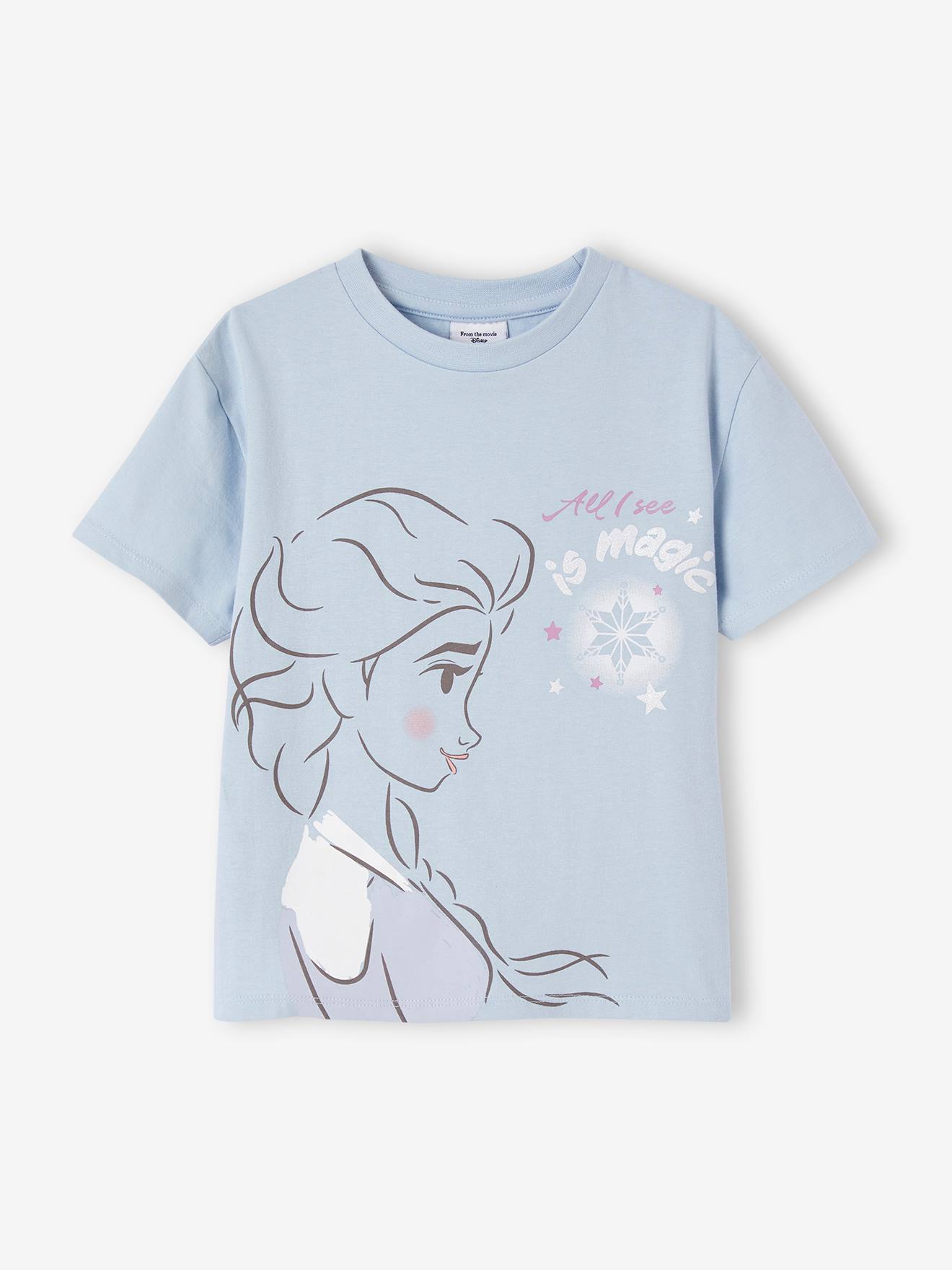 Tee-shirt fille Disney Reine des Neiges bleu ciel