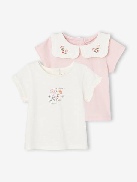 Bébé-T-shirt, sous-pull-Lot de 2 t-shirts naissance en coton biologique