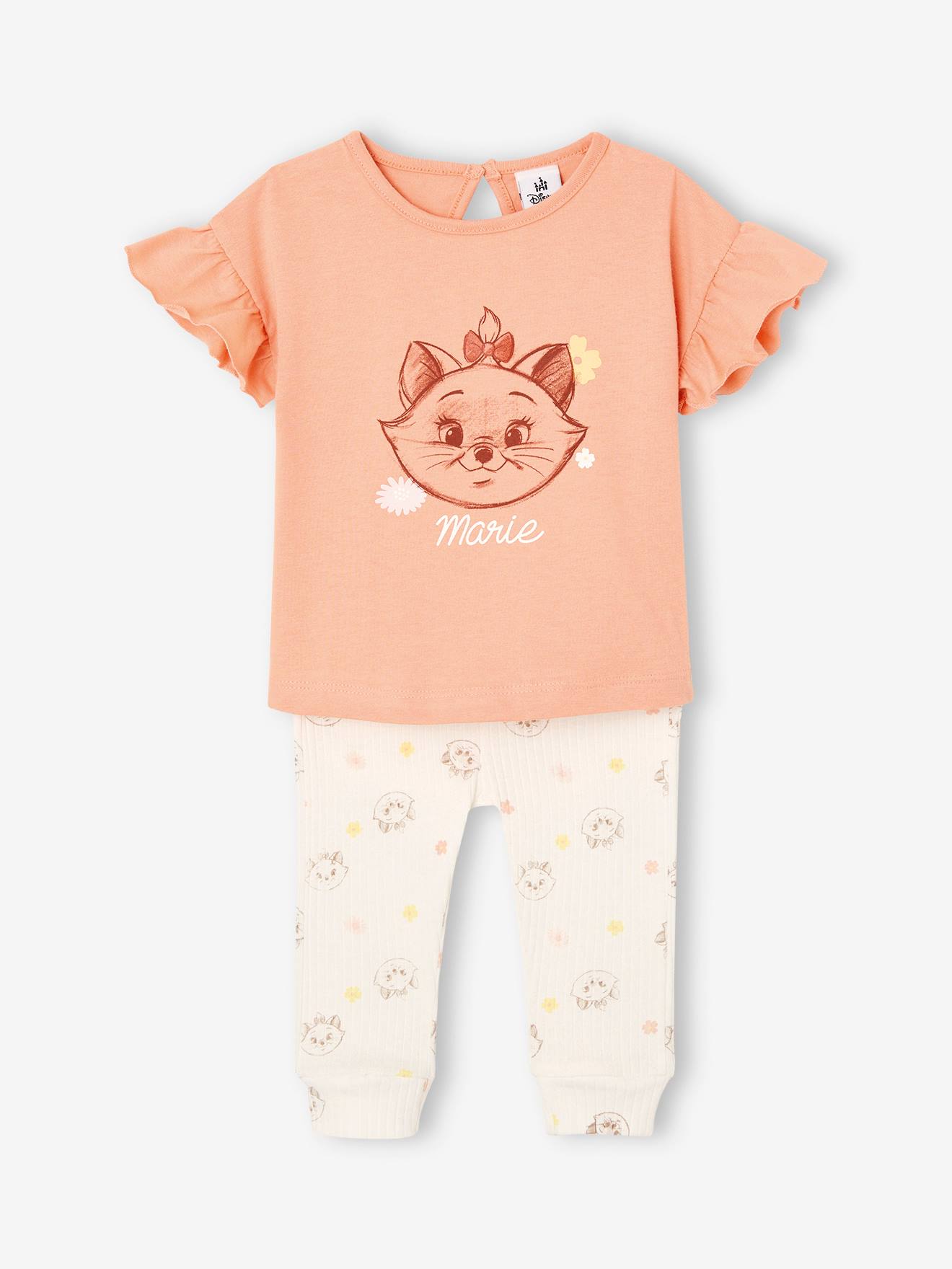 Ensemble bébé T-shirt + legging Disney Marie Les Aristochats abricot