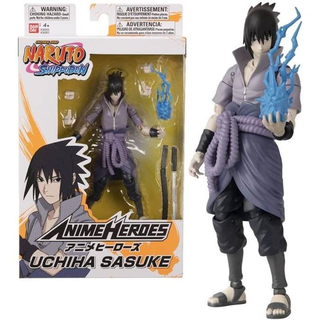 Figurine Anime Heroes 17 Cm - Sasuke Uchiwa - Bandai Naruto Shippuden Gris