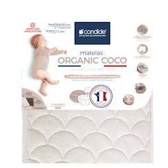 -Matelas Bébé 60x120x11cm Organic Coco - Sans Traitement - Ferme - Tissu Coton Bio - Fabriqué En France - Garantie 5 Ans