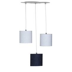 -Suspension Lumineuse - Sauthon - Trio - Coton Blanc - 3 Ampoules - Réglable en Hauteur