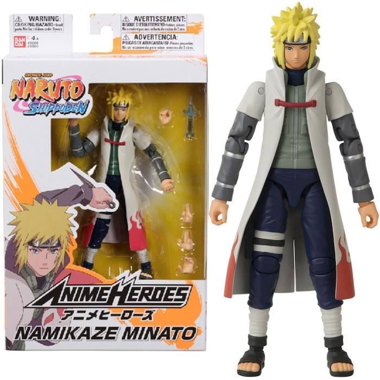 Figurine Namikaze Minato - Naruto Shippuden - Anime Heroes 17 Cm - Bandai Jaune
