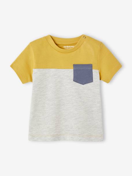 T-shirt colorblock bébé manches courtes jaune+vert grisé 1 - vertbaudet enfant 