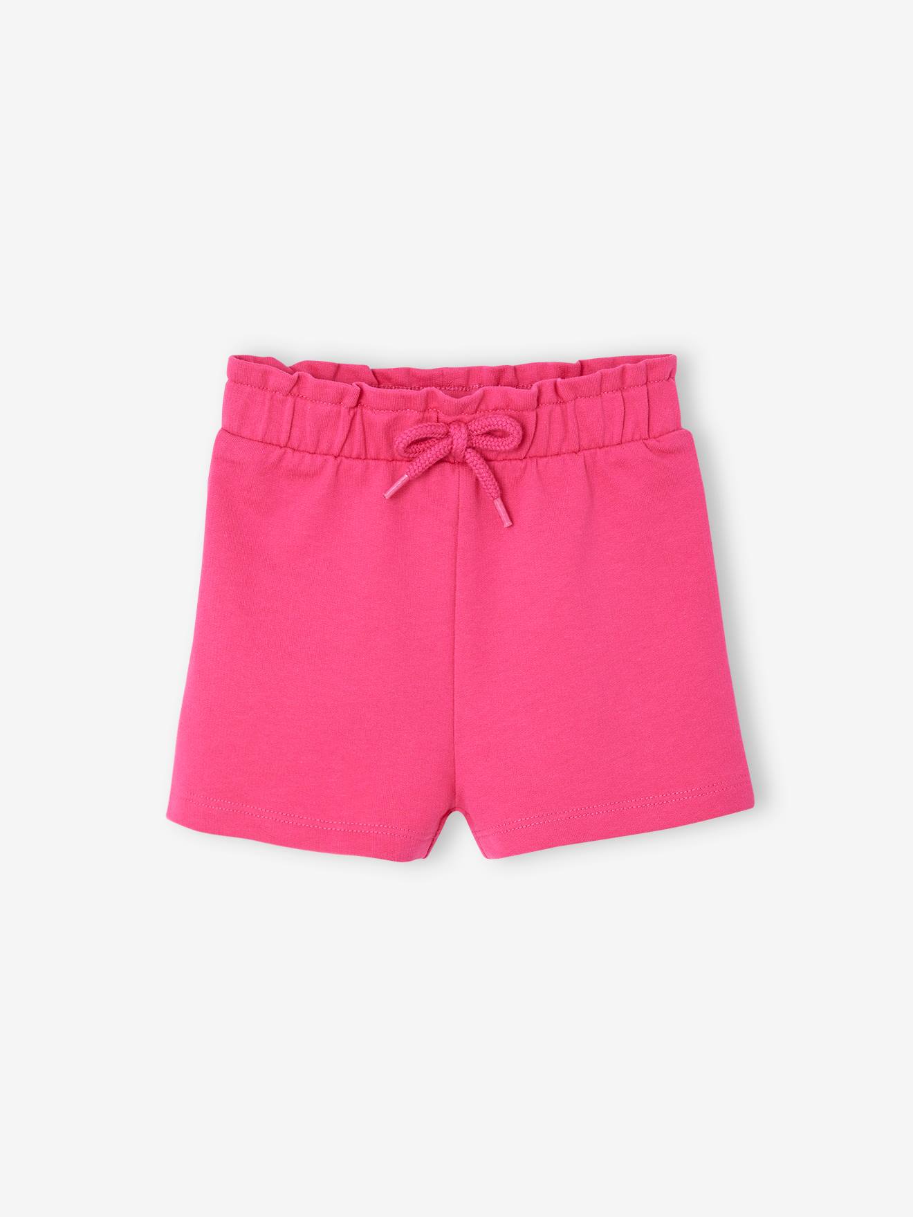 Short en molleton style paperbag bébé fuchsia
