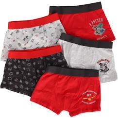 -Boxers Harry Potter - WARNER - Lot De 5 - Garçon - Rouge