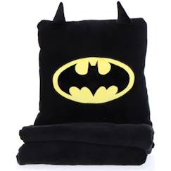 BATMAN - Coussin Plaid 2 en 1 Batman Ado 140x100 cm - 100% Polyester - Noir  - vertbaudet enfant
