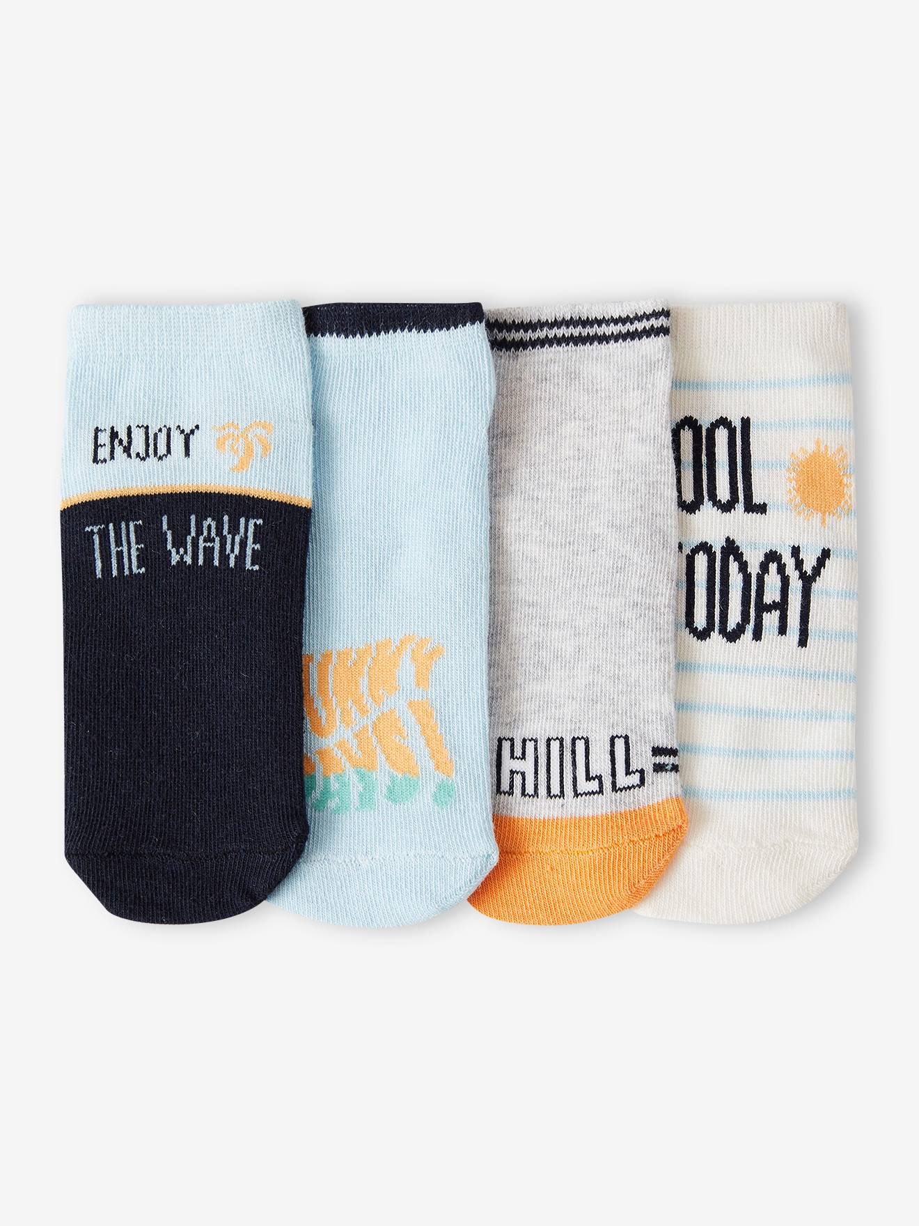 Lot de 4 paires de soquettes garçon bleu ciel