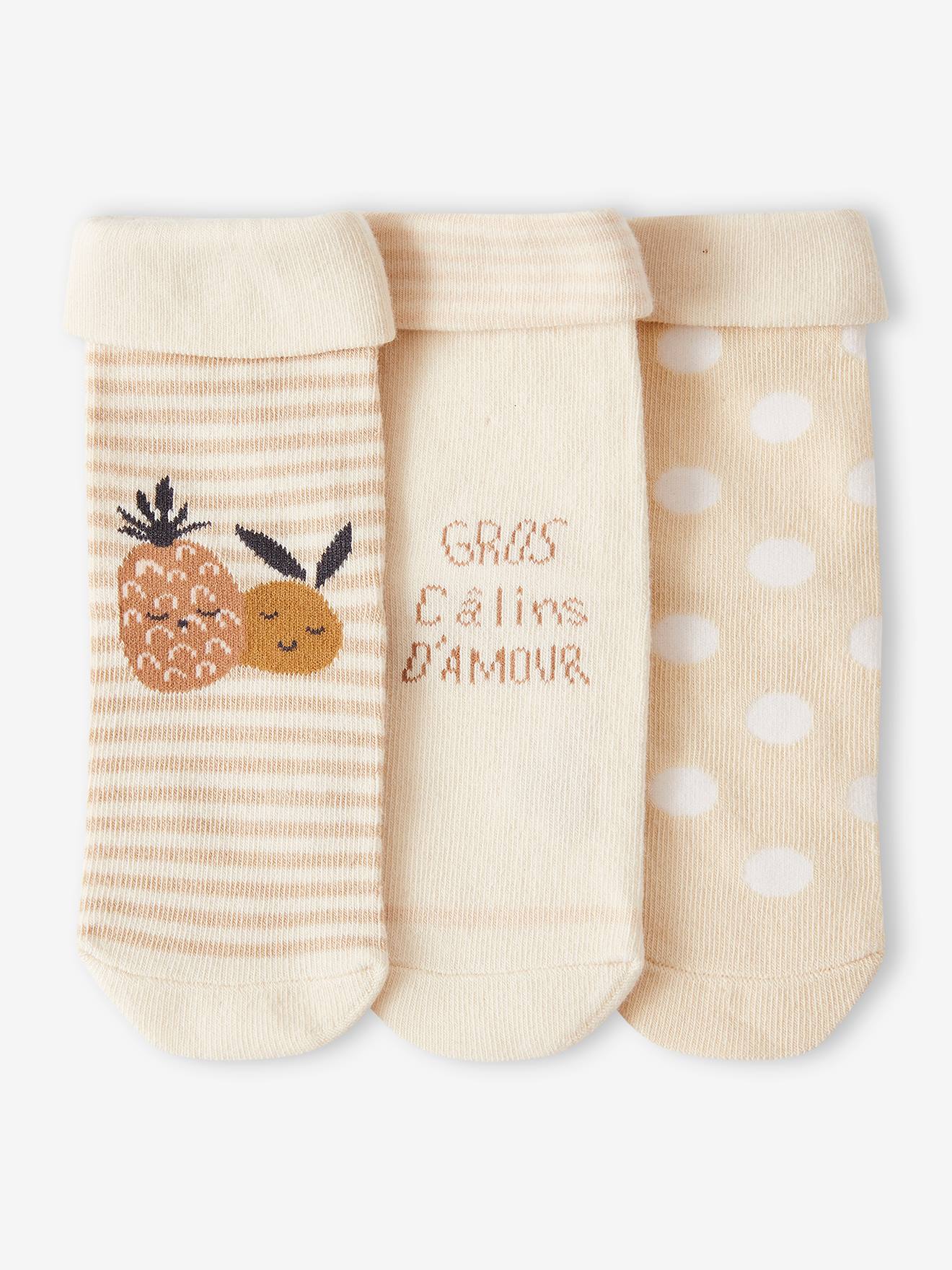 Lot de 3 paires de chaussettes ananas bébé sable