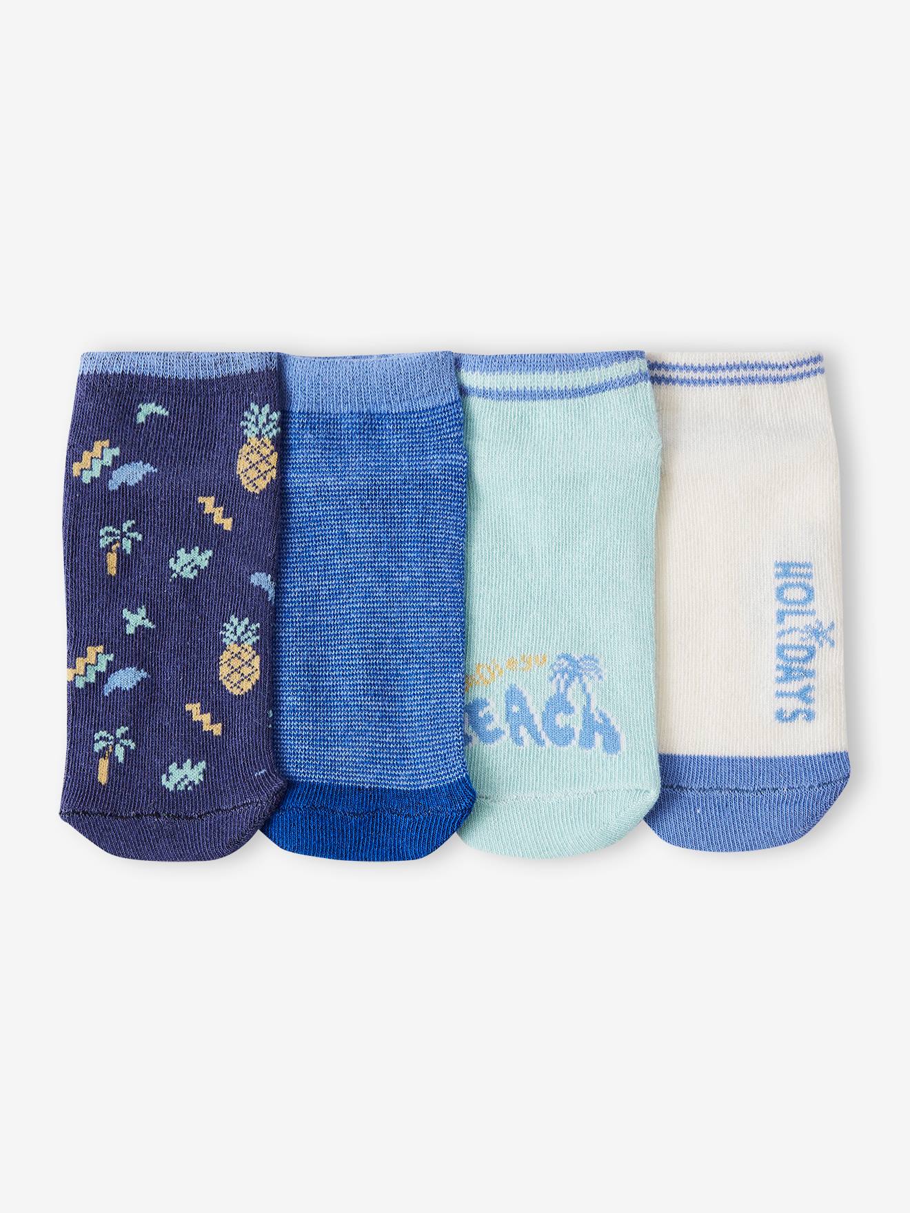 Lot de 4 paires de soquettes holidays garçon bleu azur