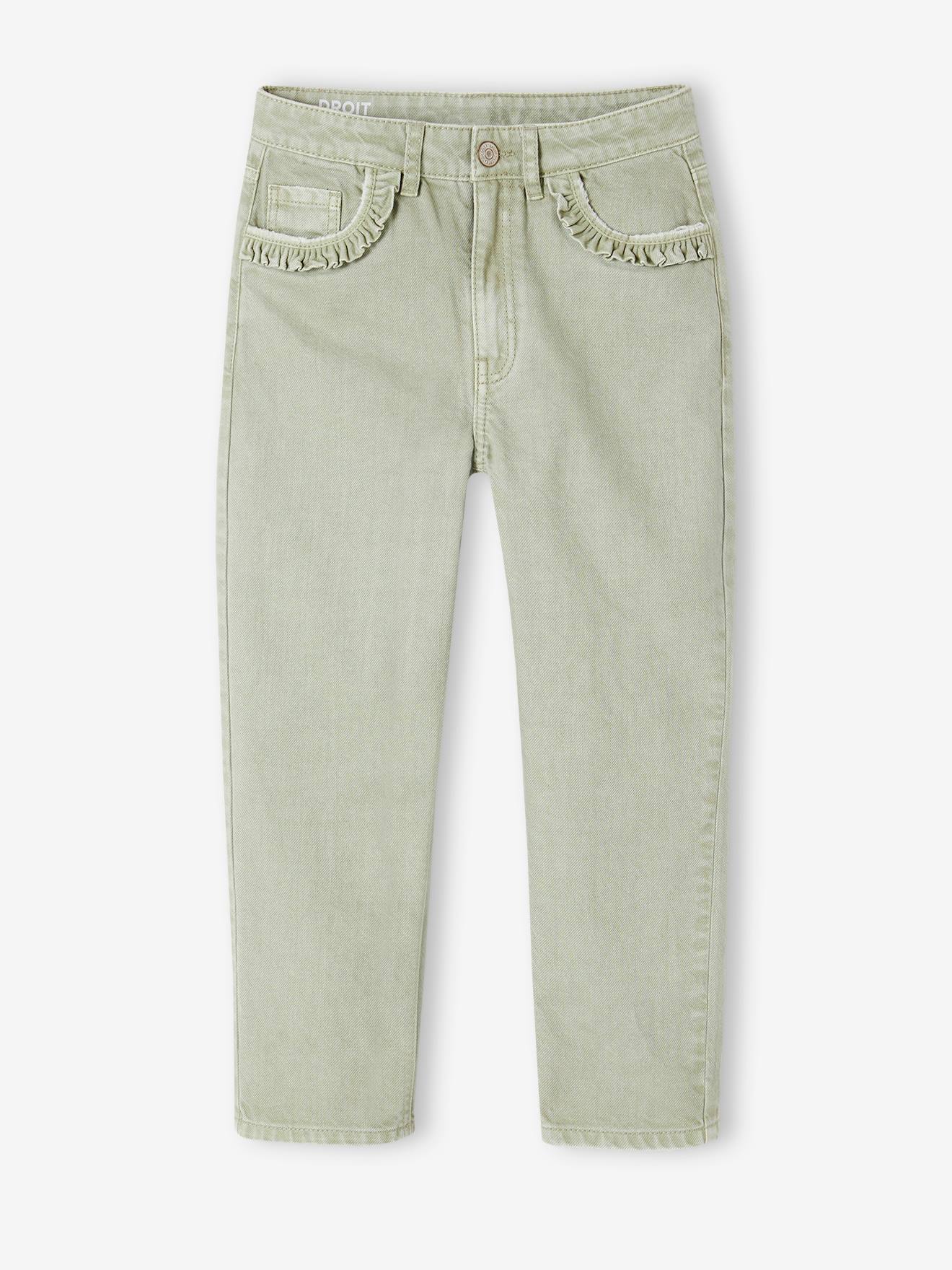 Pantalon droit MorphologiK fille tour de hanches medium vert sauge
