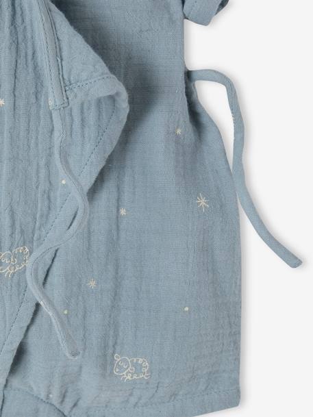 Pyjashort en gaze de coton bébé personnalisable bleu grisé+écru 4 - vertbaudet enfant 