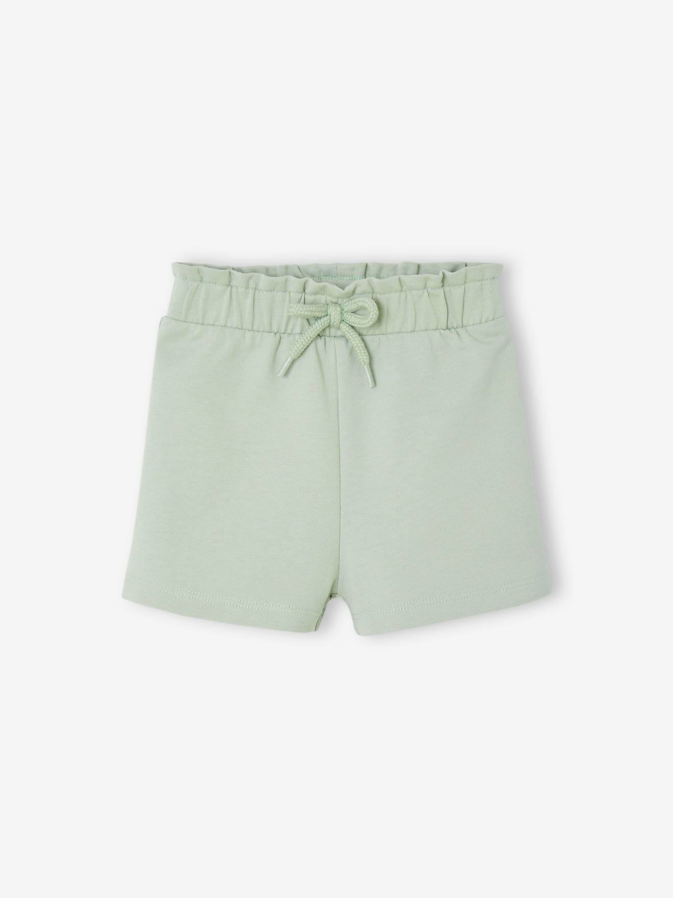 Short en molleton style paperbag bébé vert d'eau