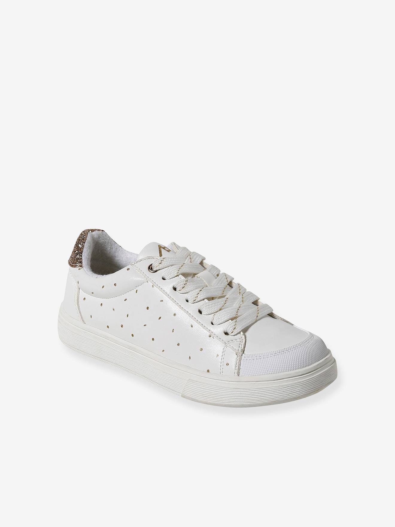 Baskets enfant détails dorés blanc imprimé