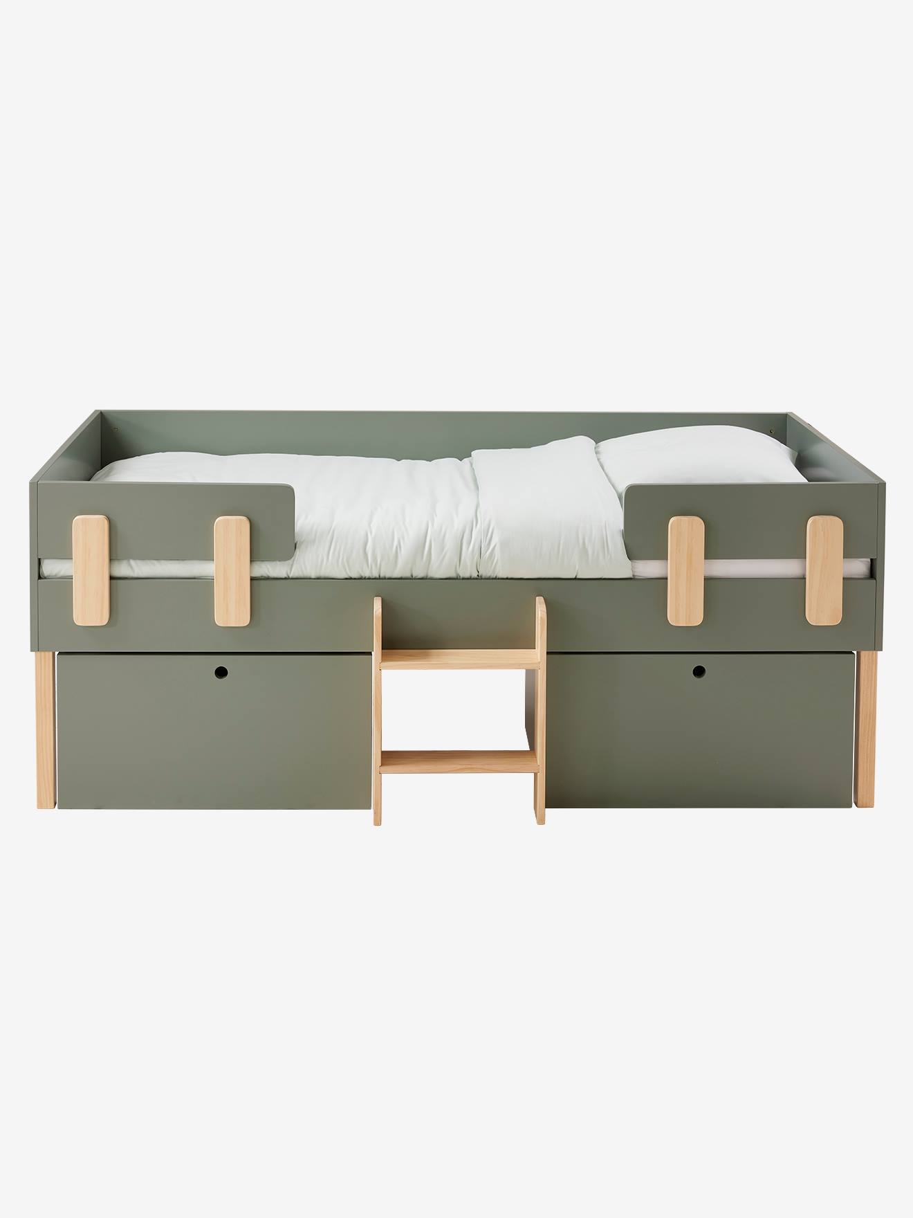 Lit en hauteur avec rangements EVEREST kaki