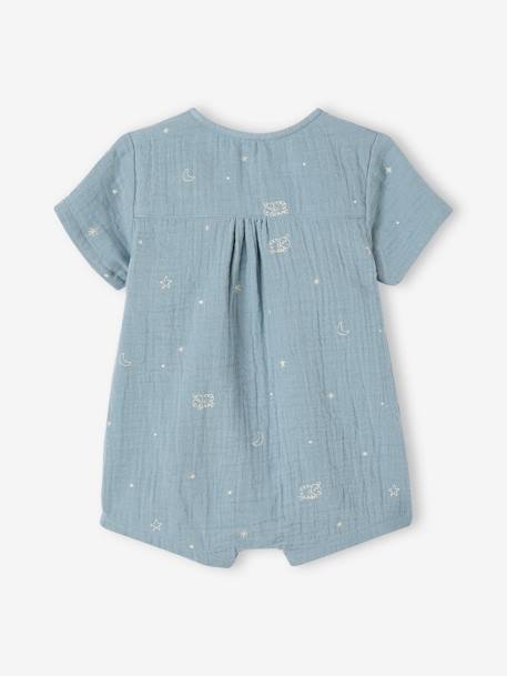 Pyjashort en gaze de coton bébé personnalisable bleu grisé+écru 3 - vertbaudet enfant 