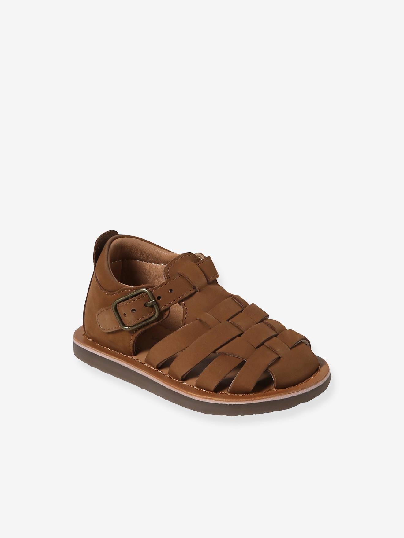 Sandales bébé cuir fermées à boucle marron