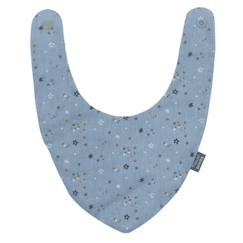 Puériculture-Bavoir bandana bleu gris étoiles - 100% coton - 3 à 18 mois - Absorption maximale - Fermeture pression - Lavage à 40°