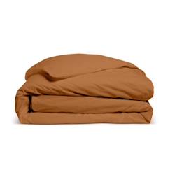 -Housse de couette unie BLEU CALIN - 140x200cm - Percale de coton 80 fils/m² - Terracotta