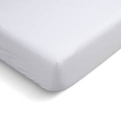 -BLEU CALIN Drap housse uni percale de coton 90x190cm - 1 personne - bonnet 28cm - Blanc