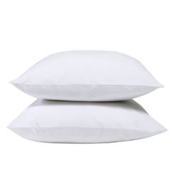 -BLEU CALIN Lot de 2 taies d'oreiller 100% Percale de coton 65x65cm - Blanc