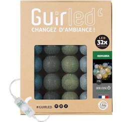 Linge de maison et décoration-Décoration-Guirlande lumineuse boules coton LED USB - Veilleuse bébé 2h -  3 intensités - 32 boules 3,2m - Romania