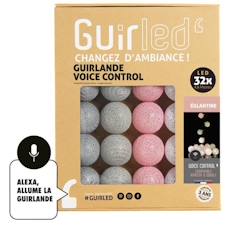 -Guirlande lumineuse boules coton - GUIRLE - Églantine - 4 couleurs - Commande vocale Google & Alexa