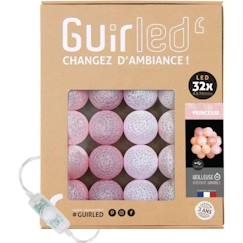 Linge de maison et décoration-Décoration-Guirlande-Guirlande lumineuse boules coton LED USB - Veilleuse bébé 2h -  3 intensités - 32 boules 3,2m - Princesse