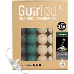 -Guirlande lumineuse boules coton LED USB - GUIRLED - Sauvage - 24 boules 2,4m - 3 intensités - Veilleuse bébé 2h