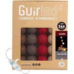 Linge de maison et décoration-Décoration-Guirlande lumineuse boules coton LED USB - Veilleuse bébé 2h -  3 intensités - 24 boules 2,4m - Acajou