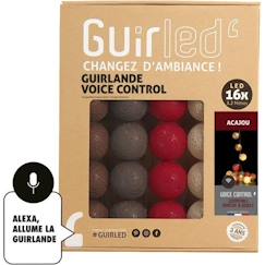 -Guirlande lumineuse LED USB - Commande Vocale - Maison connectée - 16 boules - Acajou