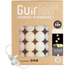 Linge de maison et décoration-Décoration-Guirlande-Guirlande lumineuse boules coton LED USB - Veilleuse bébé 2h -  3 intensités - 16 boules 1,6m - Coton