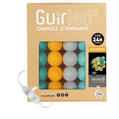 Linge de maison et décoration-Décoration-Guirlande-Guirlande lumineuse boules coton LED USB - Veilleuse bébé 2h - 3 intensités - 24 boules 2,4m - Hémisphère