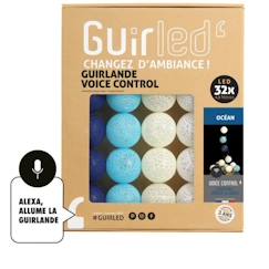 -Guirlande lumineuse boules coton - GUIRLED - 4 couleurs - Commande vocale Google & Alexa