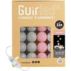 Linge de maison et décoration-Décoration-Guirlande lumineuse boules coton LED USB - Veilleuse bébé 2h -  3 intensités - 32 boules 3,2m - Églantine