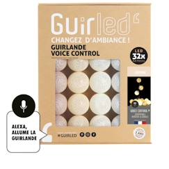 -Guirlande lumineuse boules coton - GUIRLE - GUIRLED - Beige - Intérieur - 3,2 m - Couleur fixe - Electrique