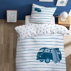Linge de maison et décoration-Linge de lit enfant-Parure de lit imprimée 100% coton, VOLKSWAGEN VIBES 140x200 cm