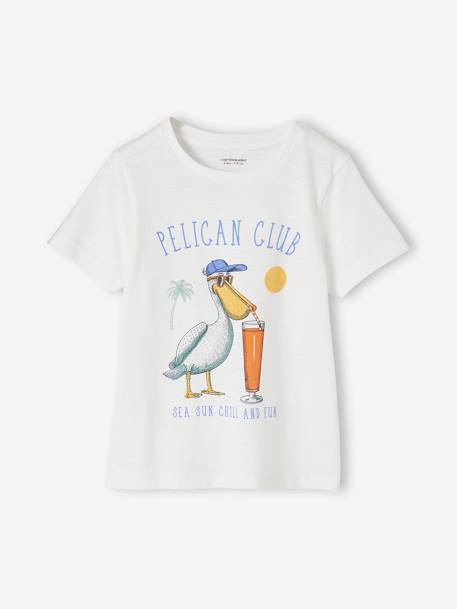 Tee-shirt animal ludique garçon blanc+écru+terracotta 1 - vertbaudet enfant 