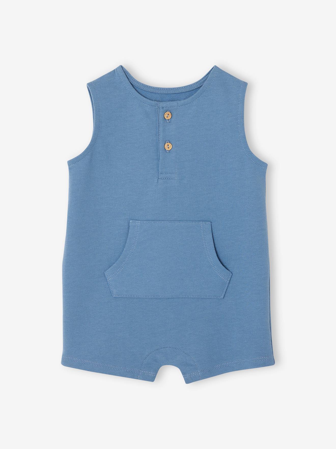 Combishort en molleton bébé bleu