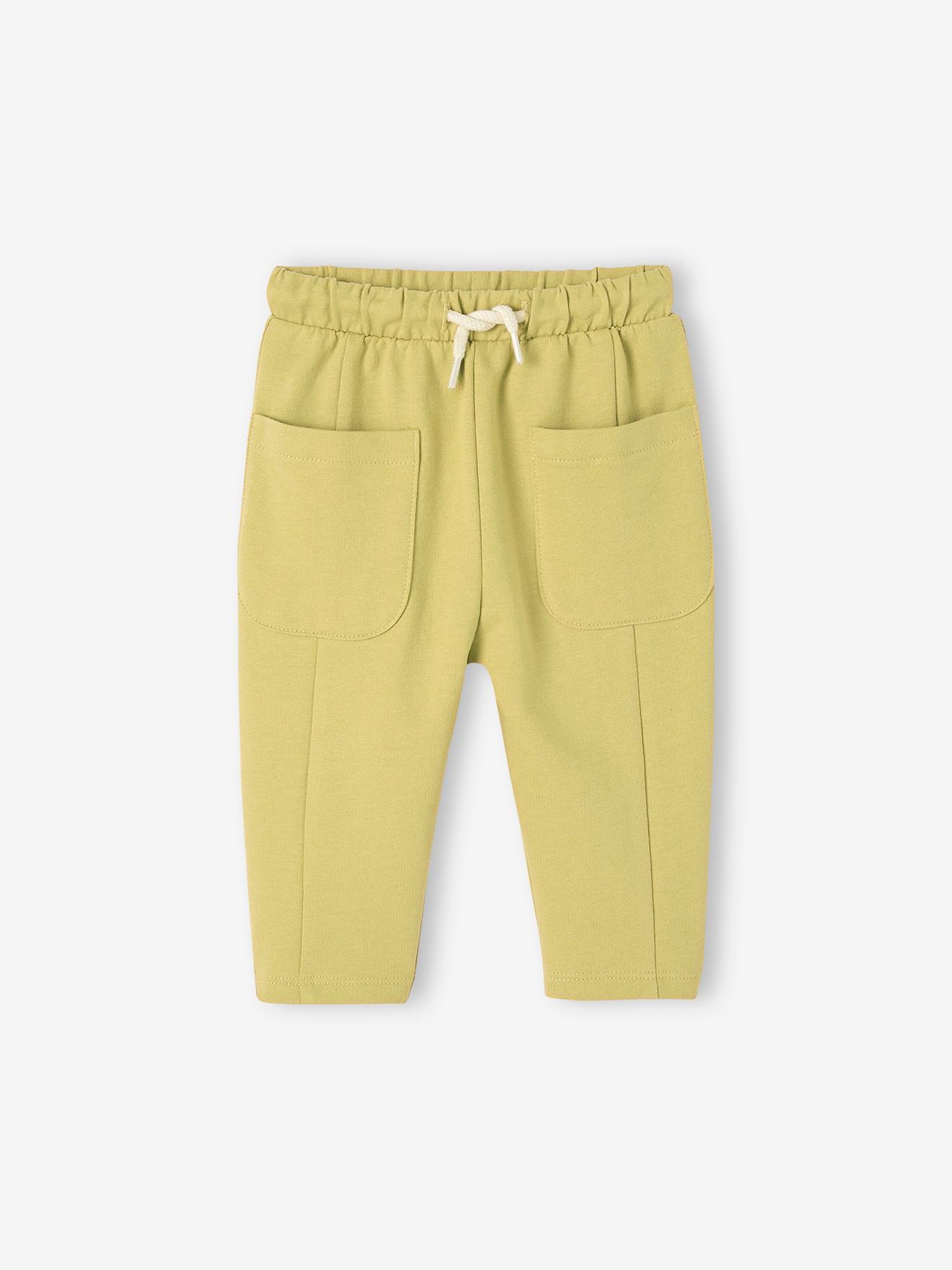 Pantalon en molleton bébé taille élastiquée jaune