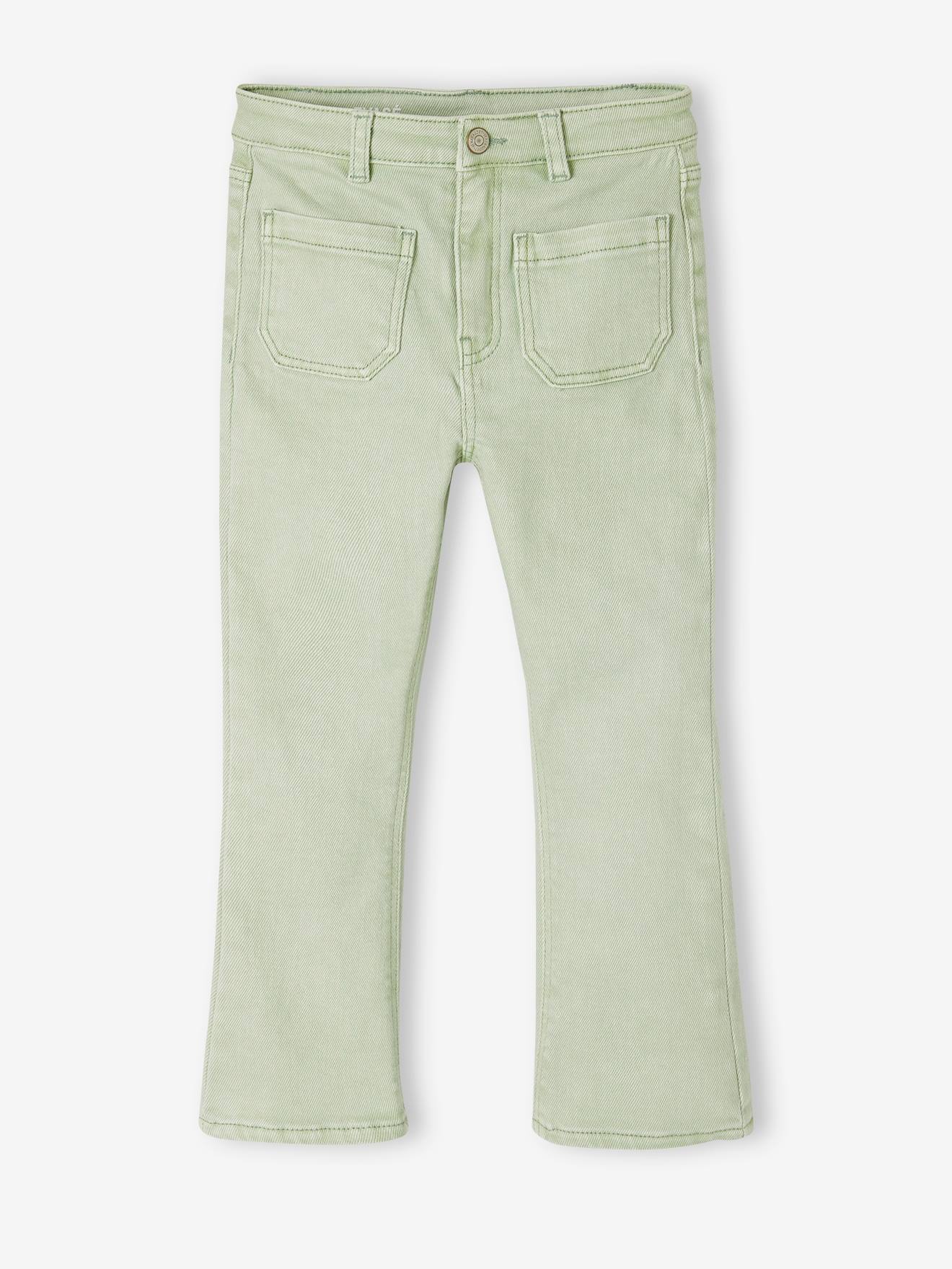 Pantalon évasé 7/8 ème fille vert amande