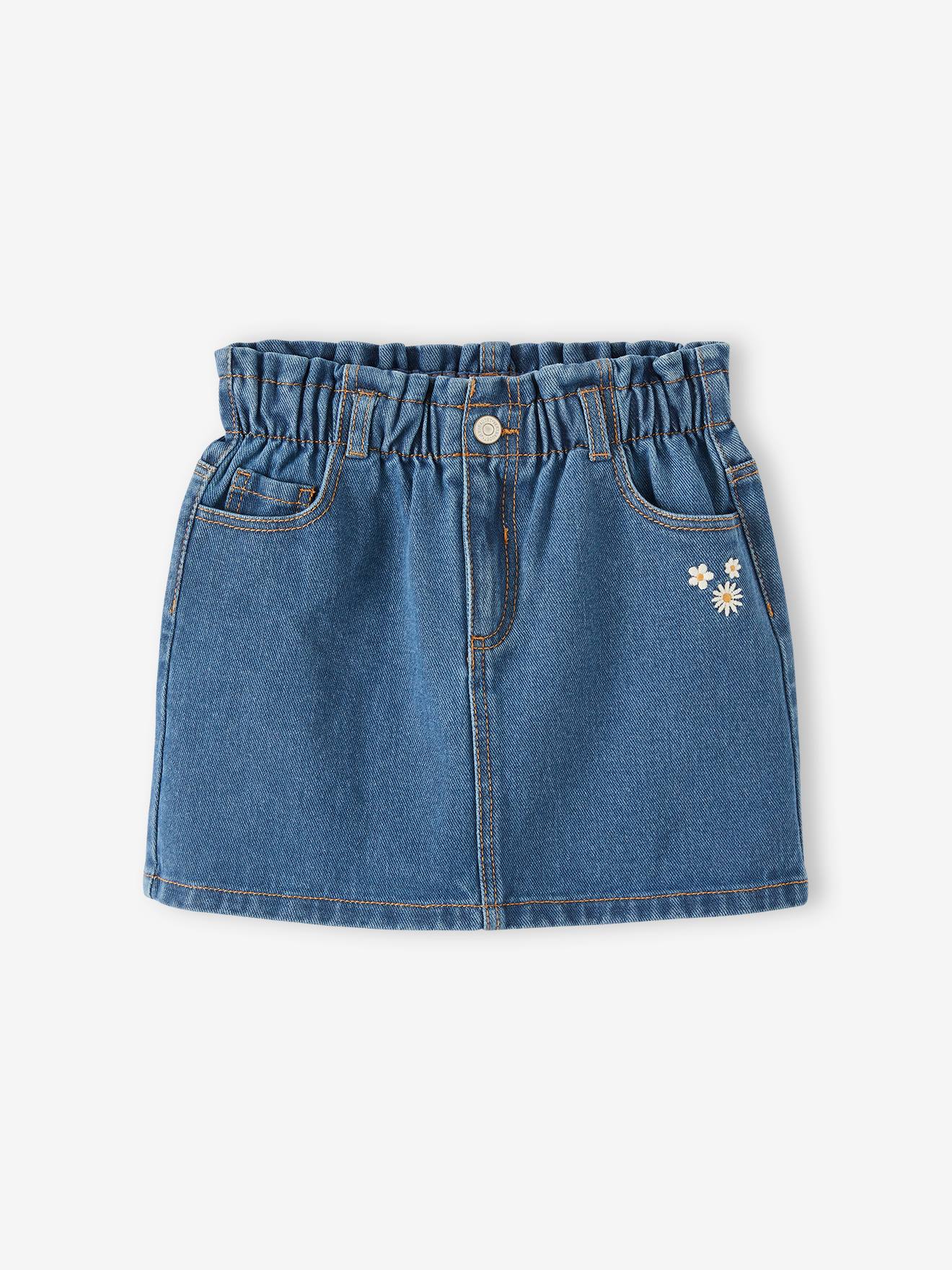 jupe en jean style paperbag fille stone