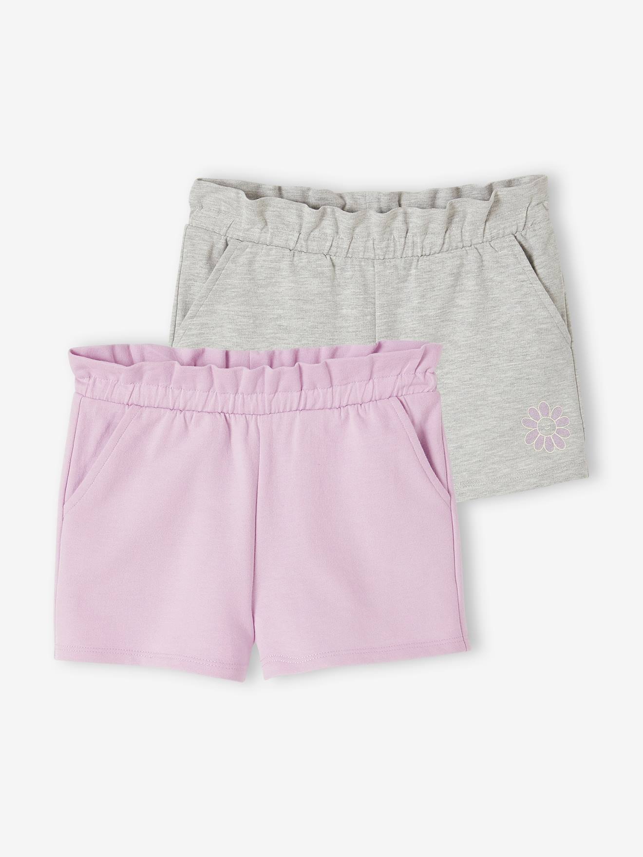 Lot de 2 shorts fille mauve