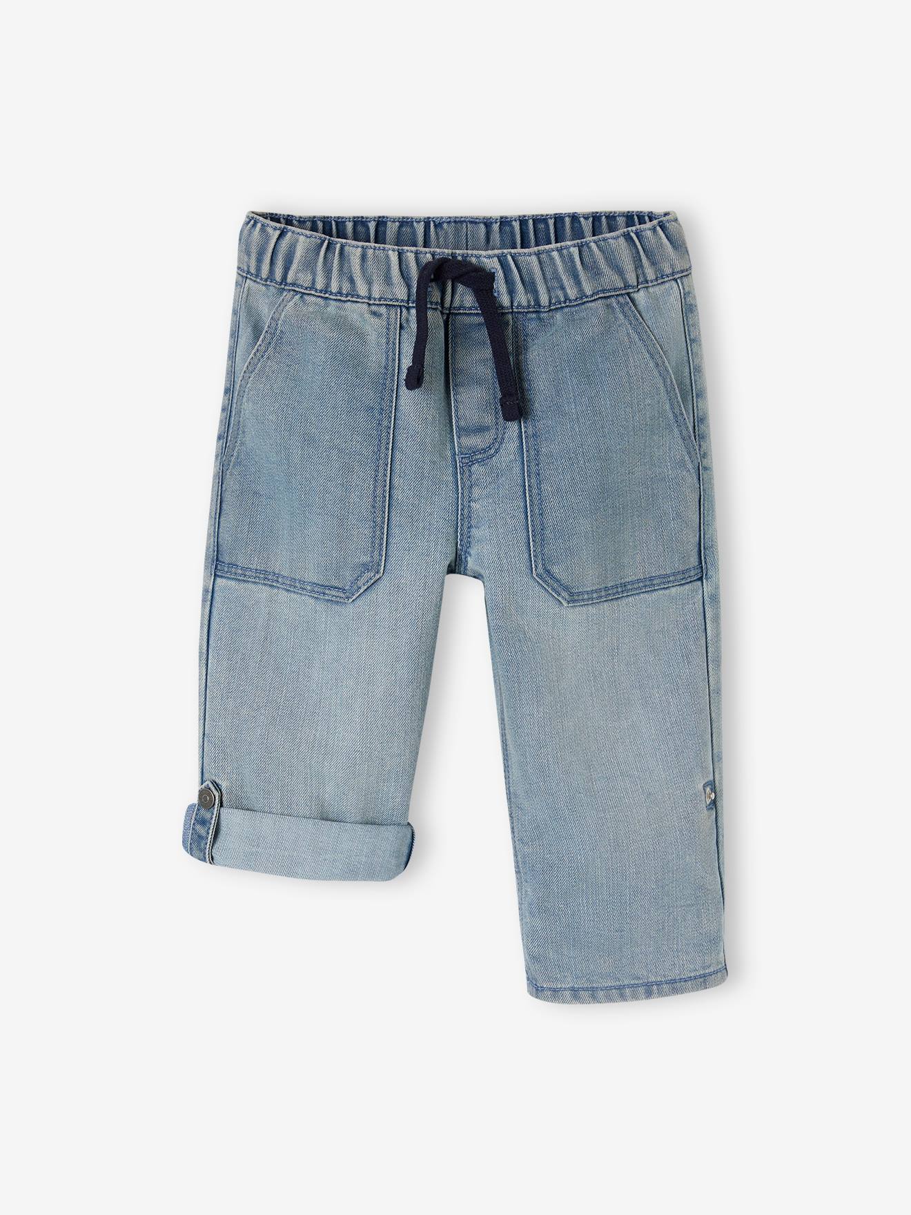 Pantacourt en denim indestructible retroussable en bermuda garçon double stone