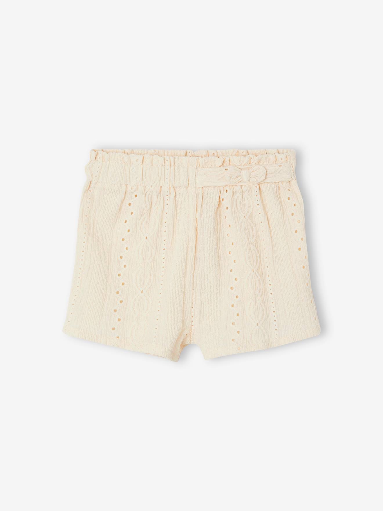 Short en maille fantaisie bébé écru