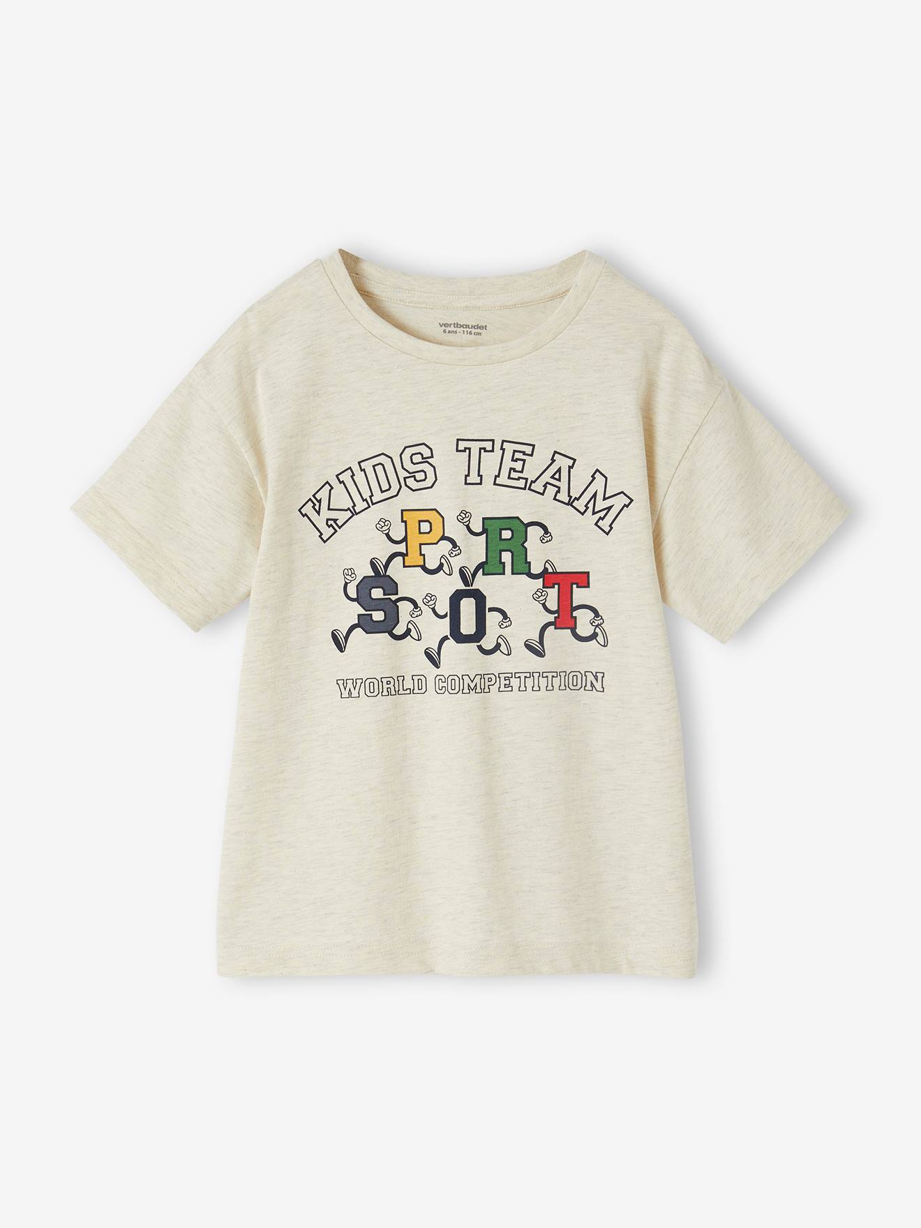 Tee-shirt kids team sport garçon blanc chiné