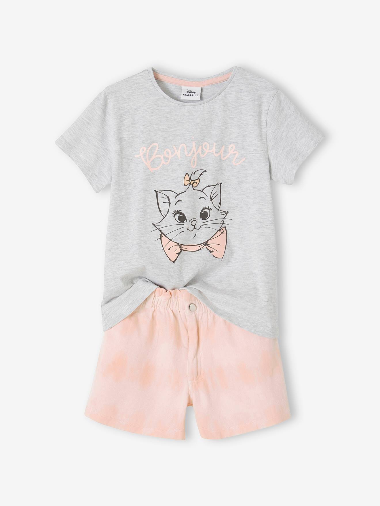 Ensemble fille T-shirt + short Disney® Marie Les Aristochats rose pâle