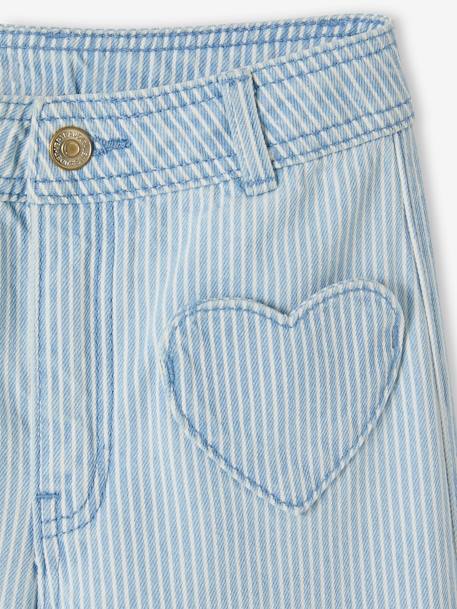 Pantacourt large à rayures poches coeur fille rayé bleu 4 - vertbaudet enfant 