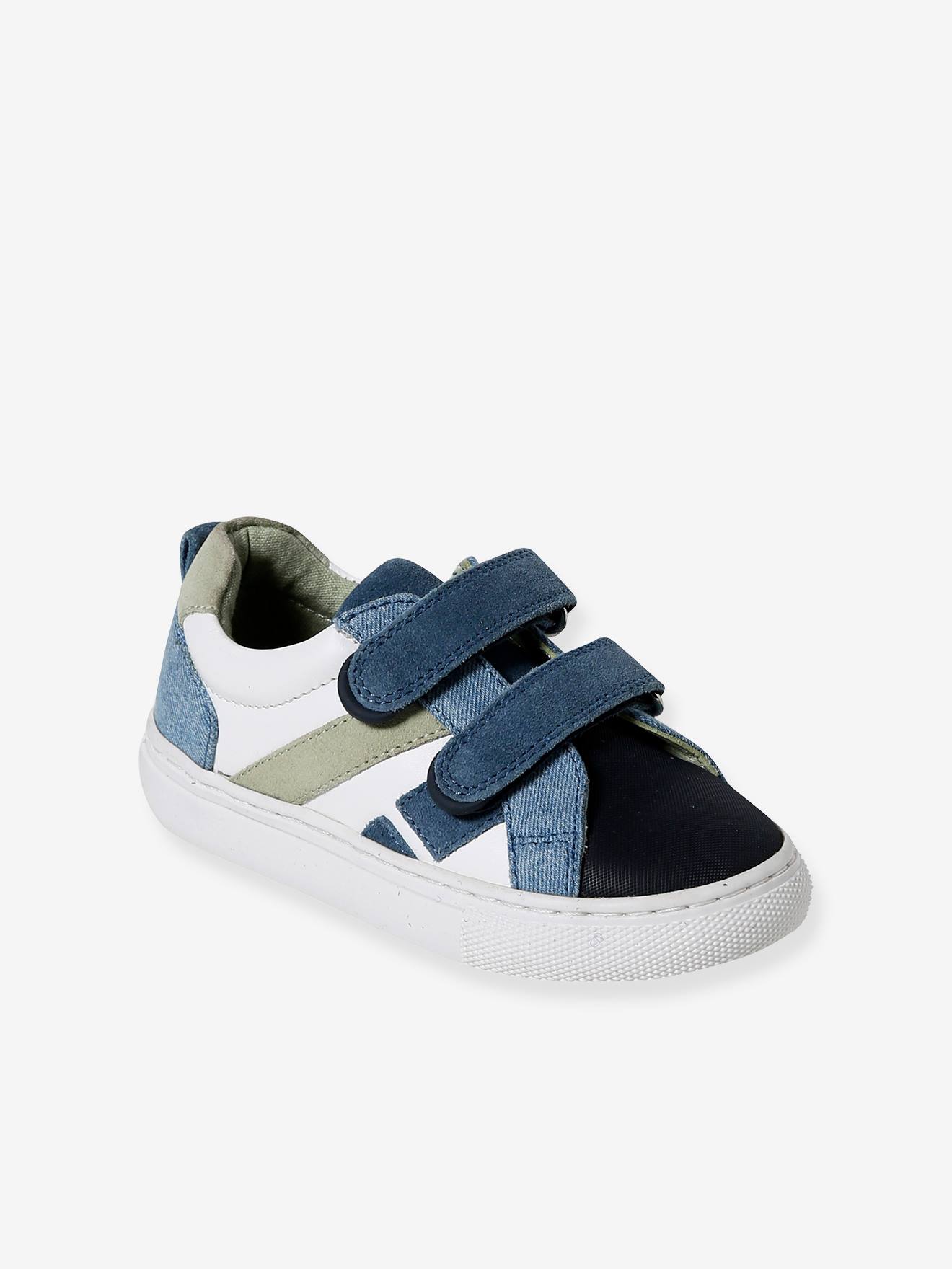 Baskets enfant cuir scratchs lot bleu