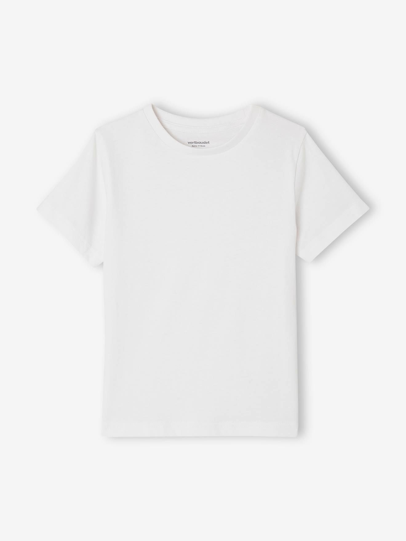 T-shirt garçon uni manches courtes blanc